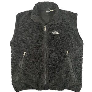 VTG Black North Face Fleece Zip Up Vest Unisex Sz Sm Outdoor Hiking 90s Y2K